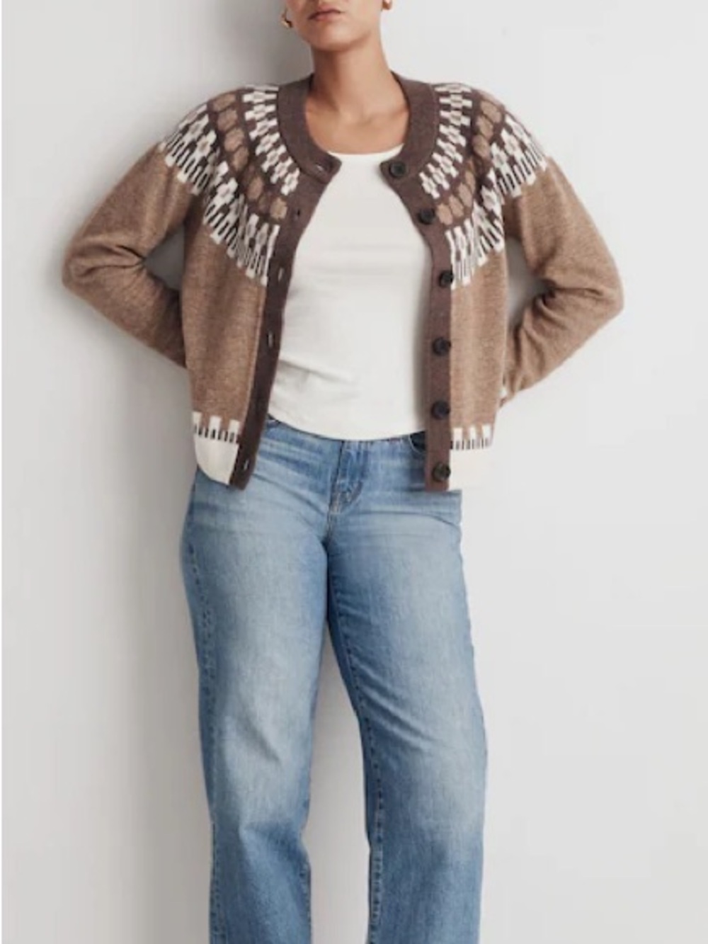 Madewell Brown boxy wool-blend cozy Cardigan